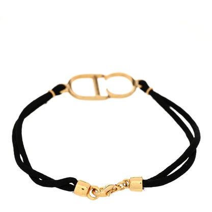 Christian Dior Metal CD Cord Bracelet Gold Black 2 of 3