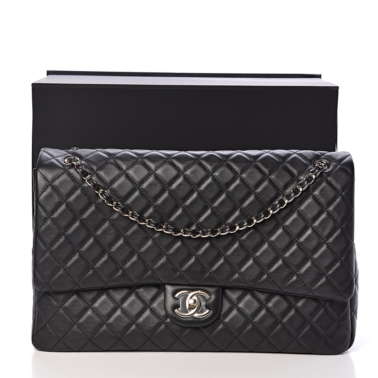 Chanel Metallized Calfskin Quilted XXL Travel Flap Bag Black 11 of 11