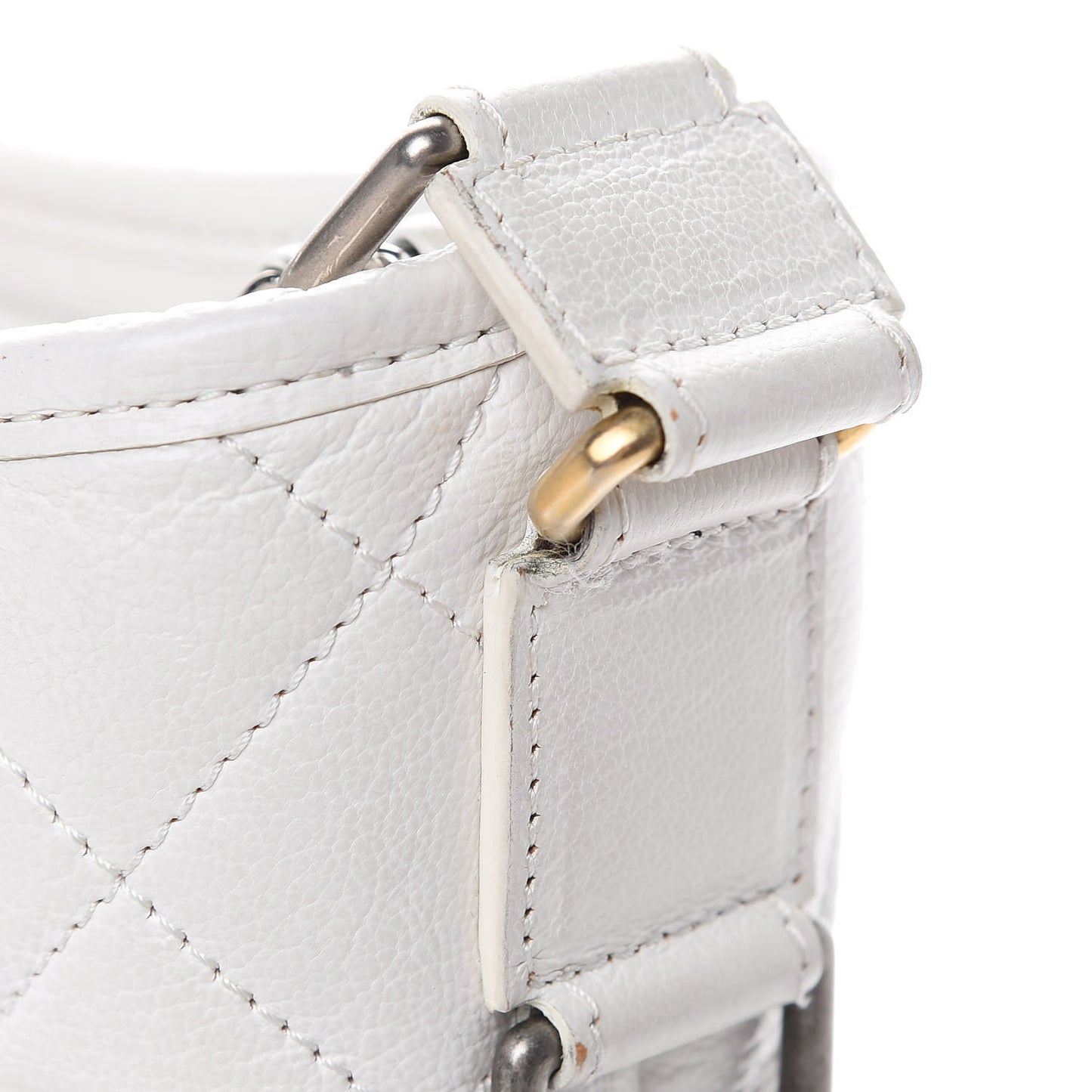 Aged Calfskin Quilted Medium Gabrielle Hobo White