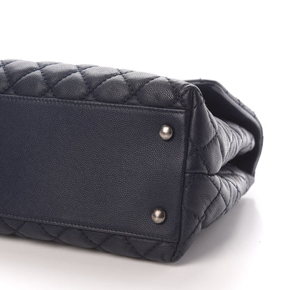 Chanel Caviar Quilted Medium Coco Handle Flap Navy Blue 9 of 9