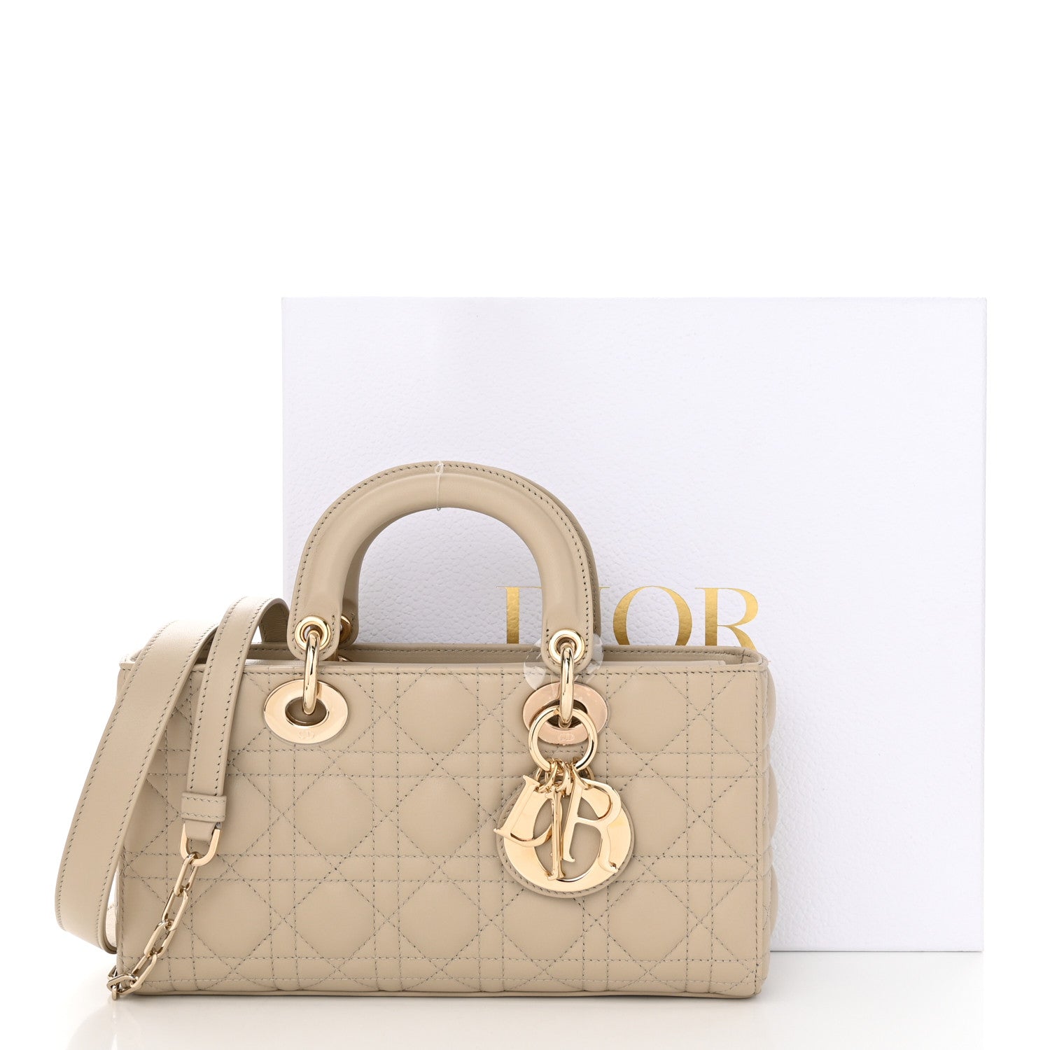 Christian Dior Lambskin Cannage Medium Lady D-Joy Sand 11 of 11