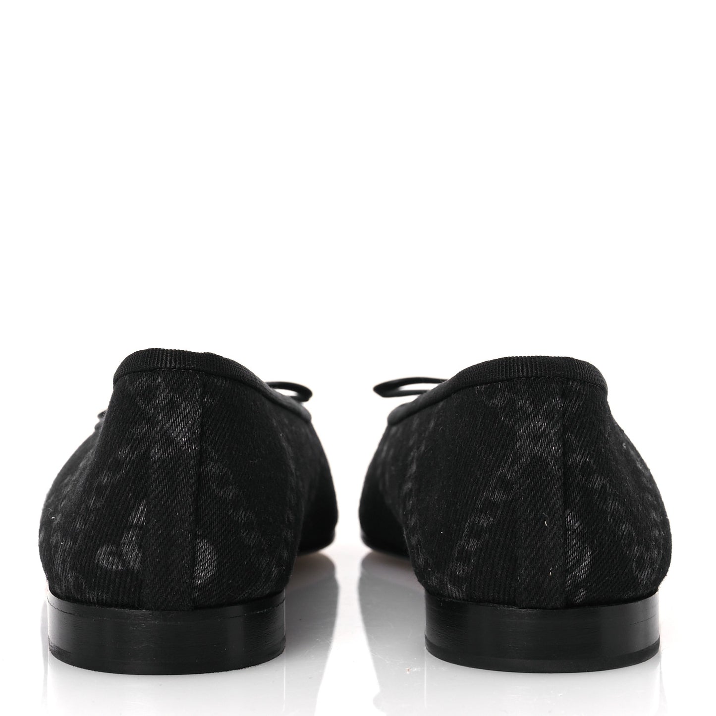 Denim Printed Cap Toe Ballerina Flats 38.5 Black White