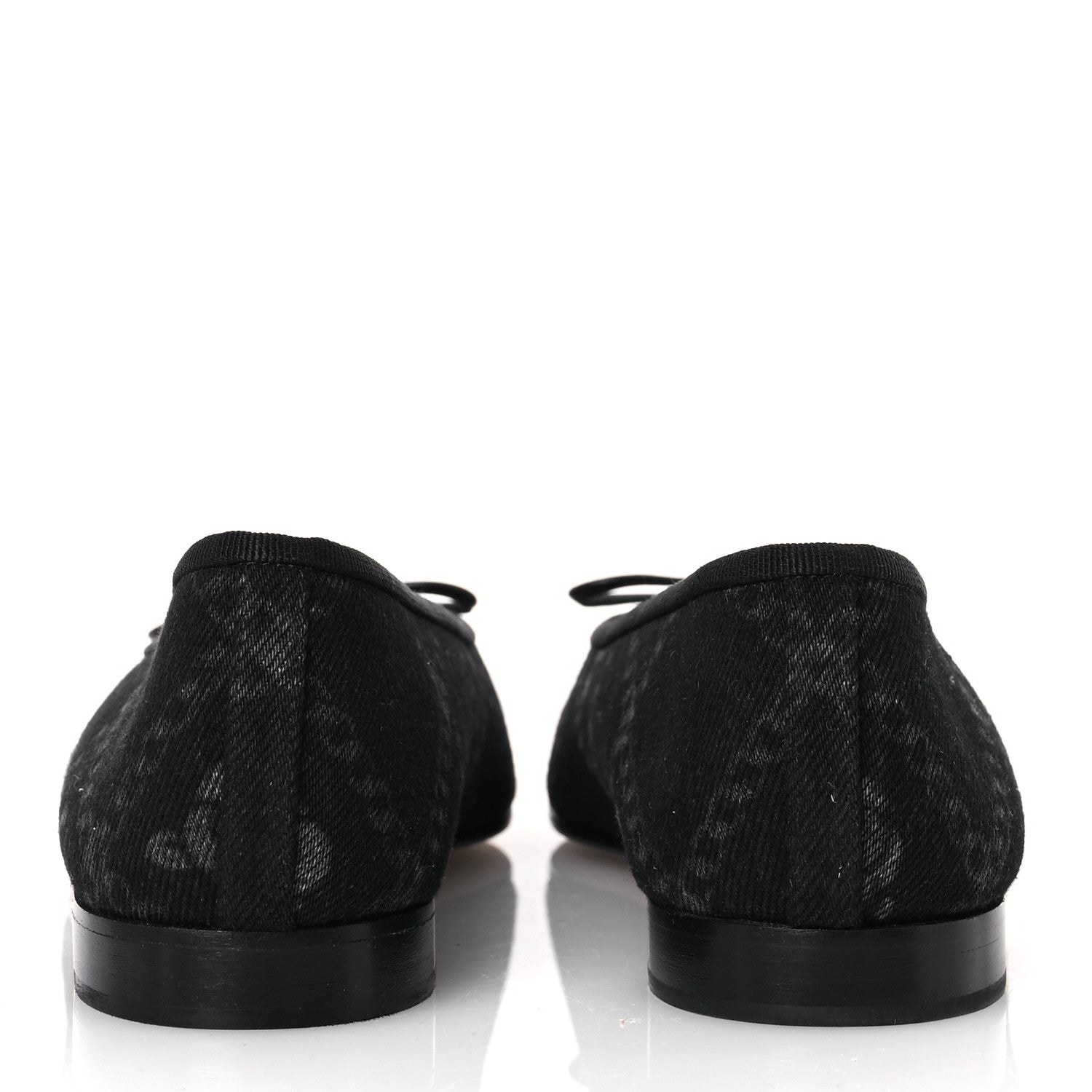 Chanel Denim Printed Cap Toe Ballerina Flats 38.5 Black White 6 of 11