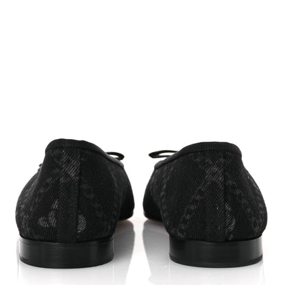 Chanel Denim Printed Cap Toe Ballerina Flats 38.5 Black White 6 of 11