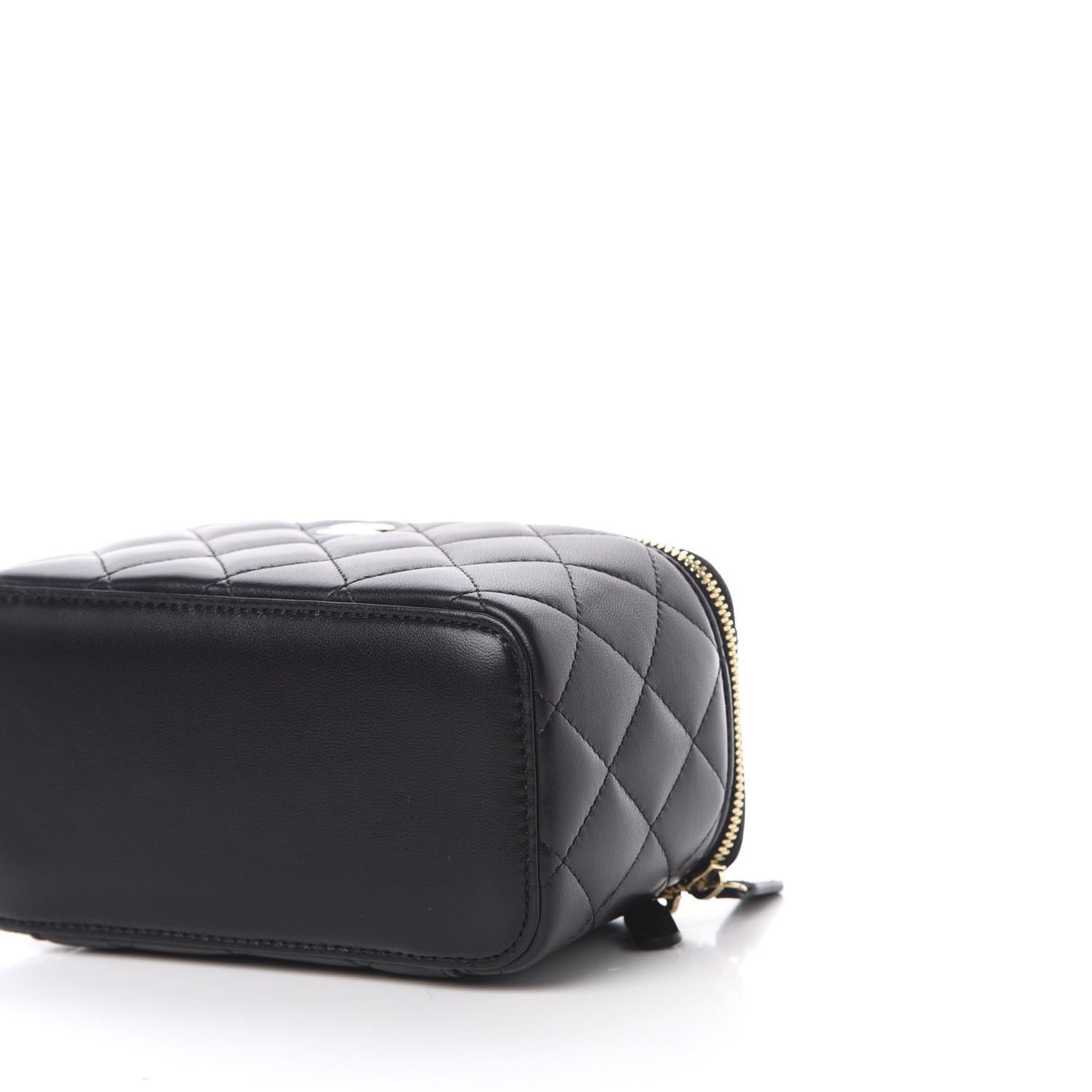 Lambskin Quilted Small Vanity Case With Chain Black