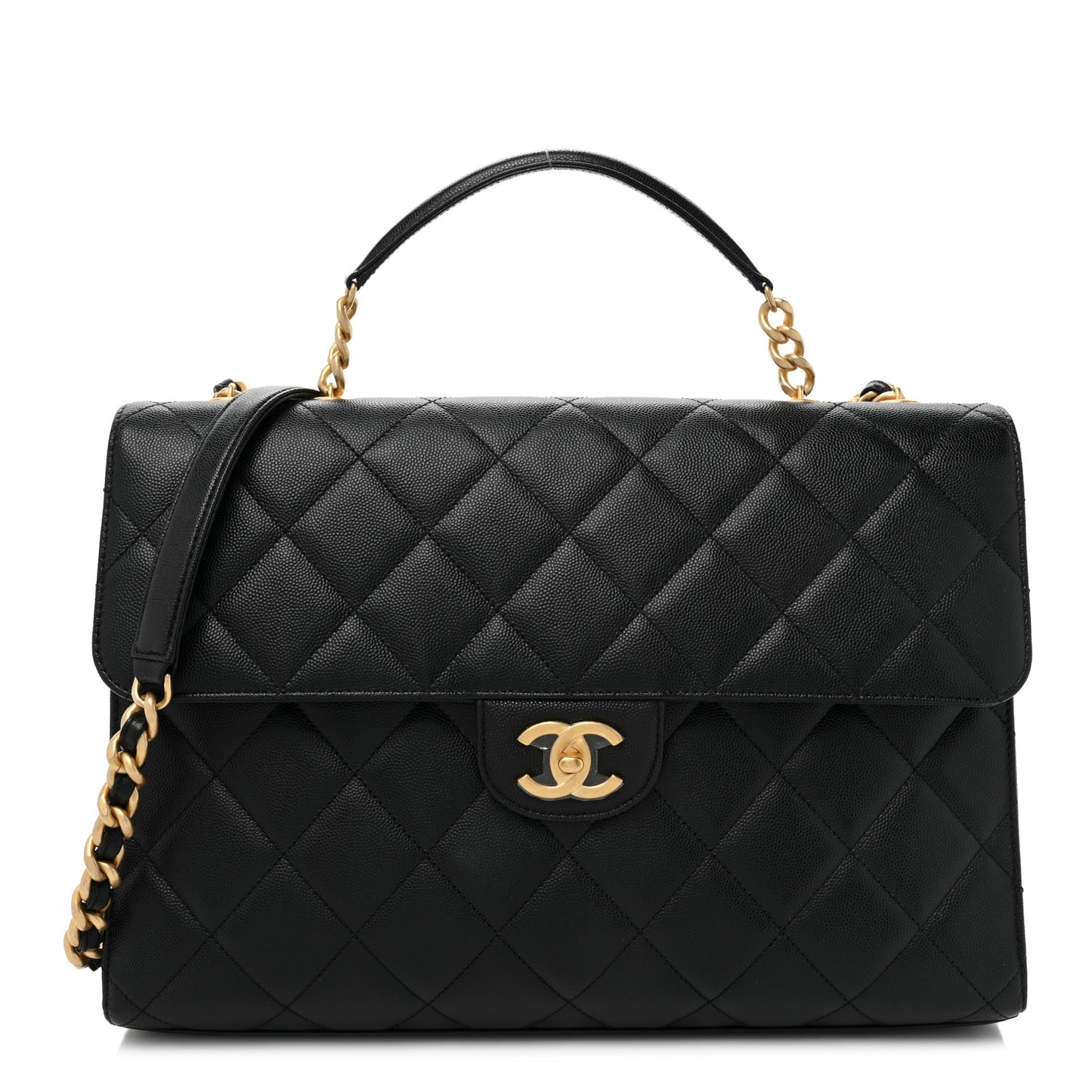 Caviar Quilted Carry Me Top Handle Flap Black