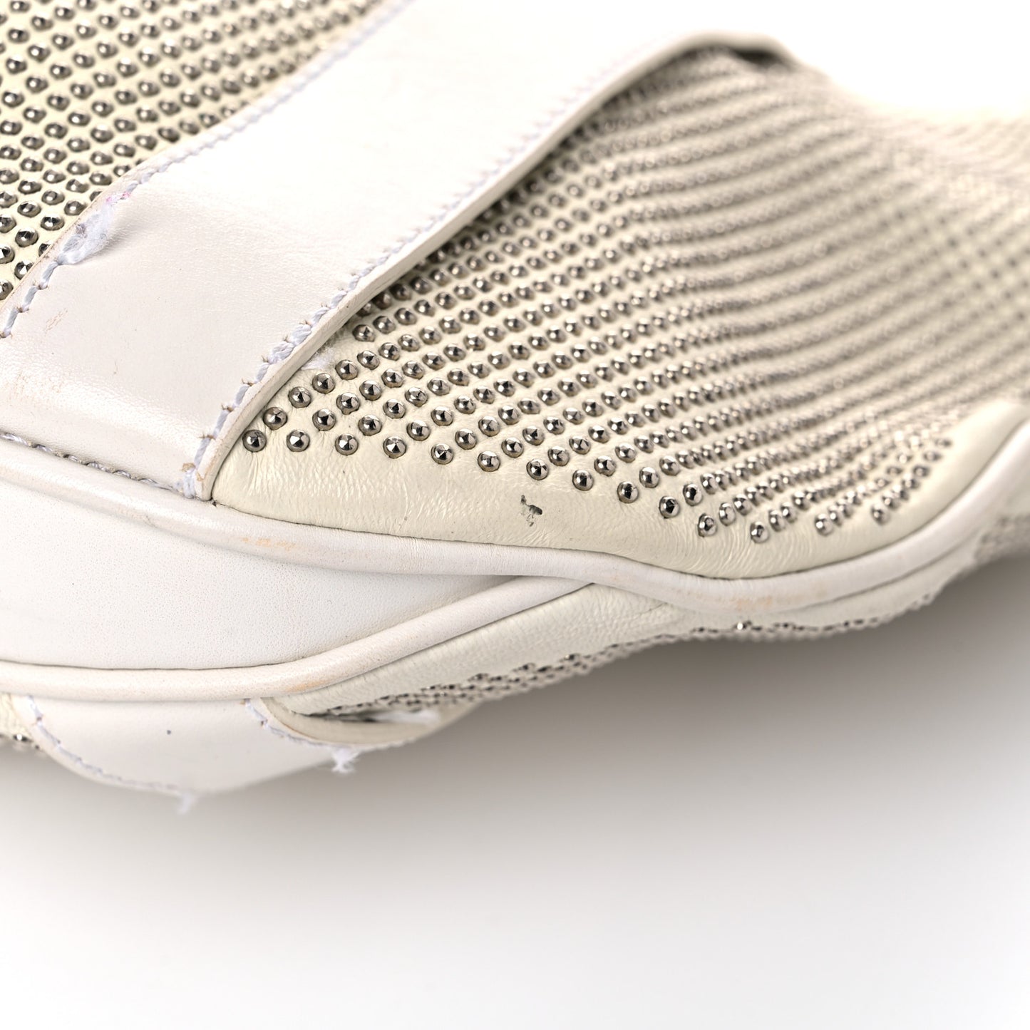 Calfskin Studded Hobo White
