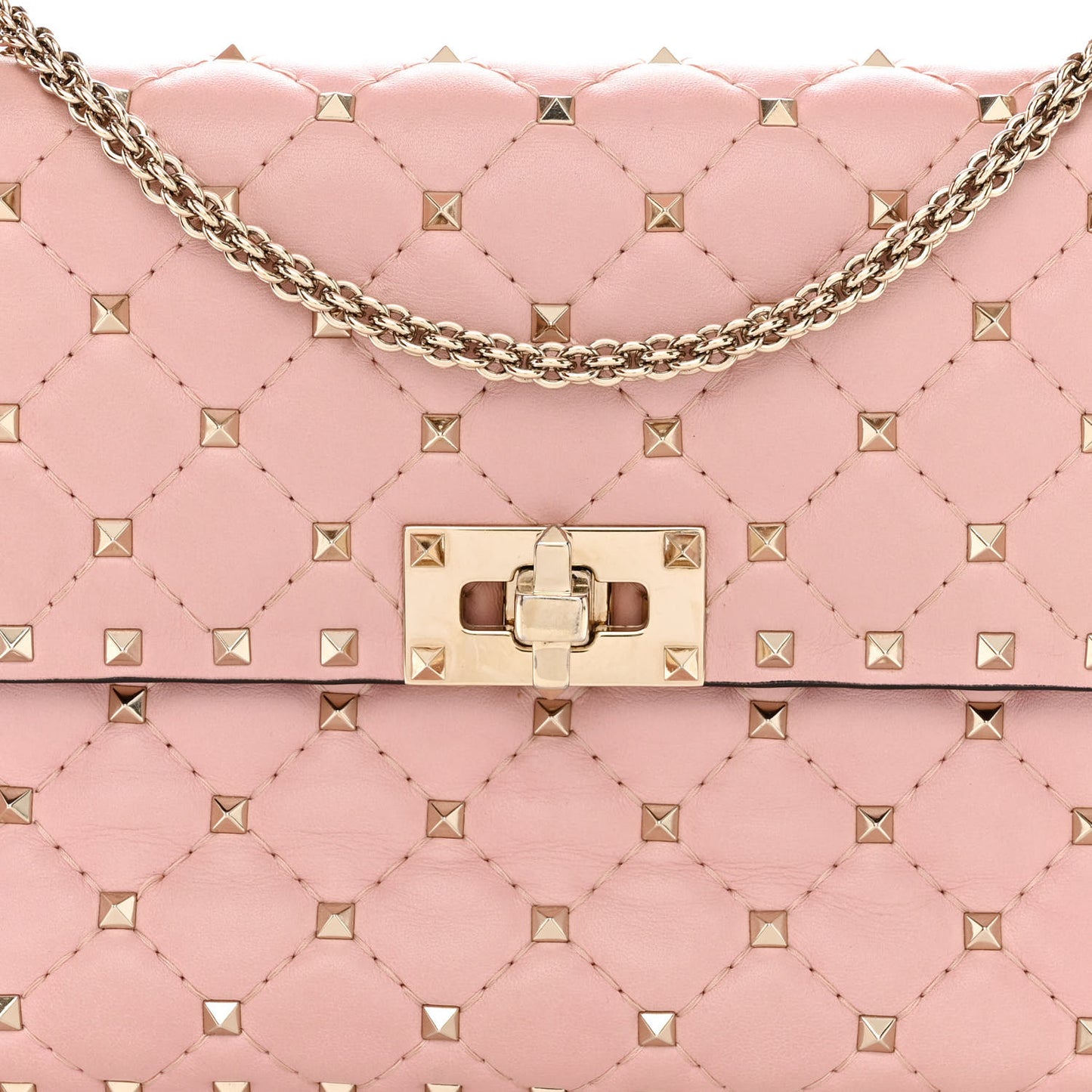 Nappa Medium Rockstud Spike Shoulder Bag Water Rose