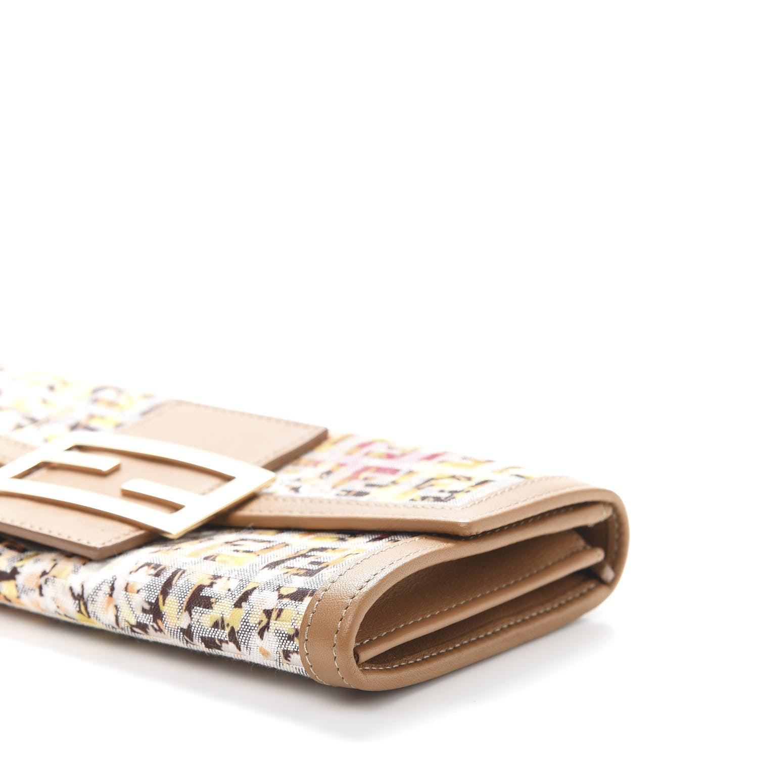 Fendi Zucchino Vitello Floral Forever Continental Wallet Pesca Giallo Saddler 10 of 10