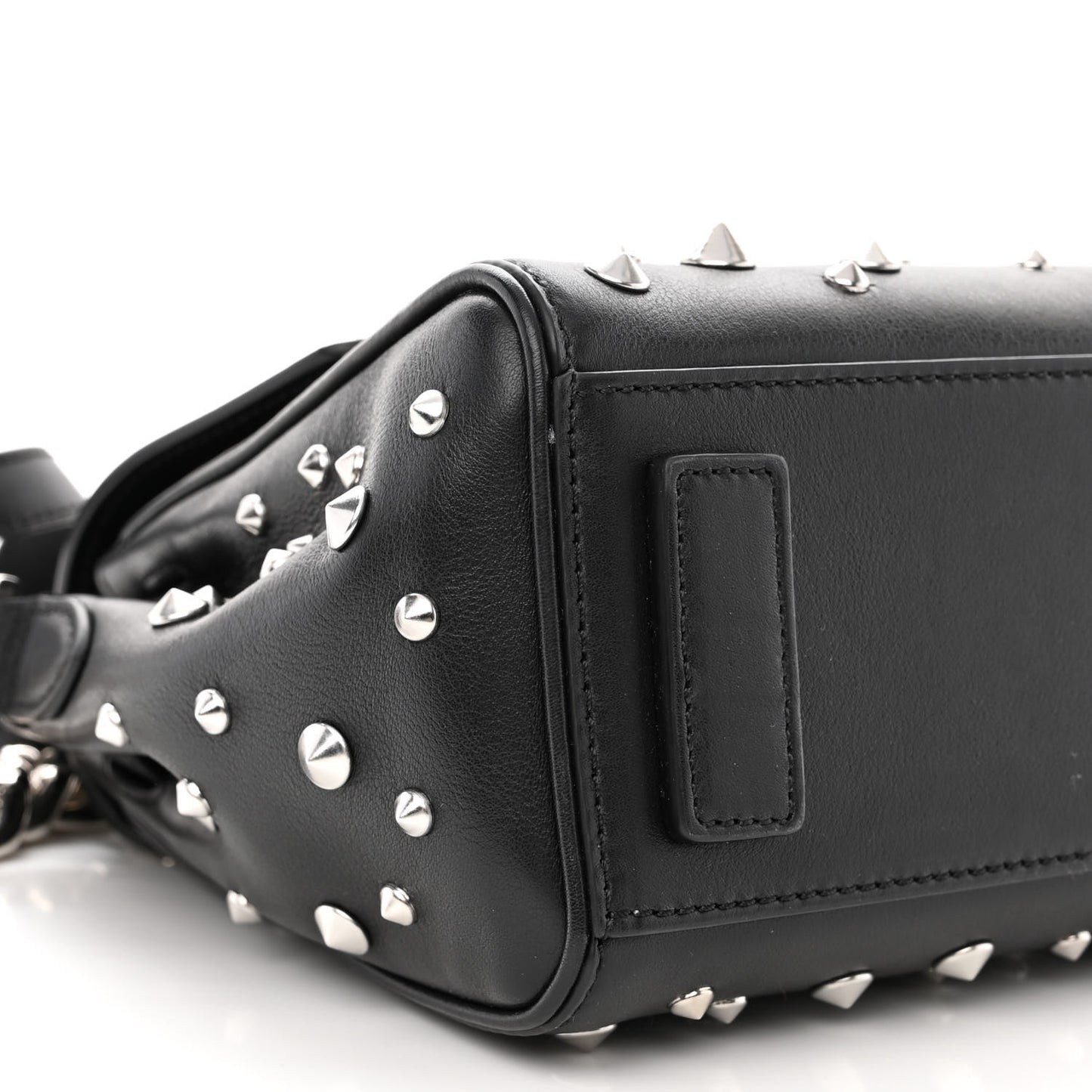 Grained Calfskin Spiked Small La Medusa Top Handle Bag Black