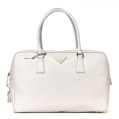 Prada Saffiano Lux Bowler Talco White 1 of 8