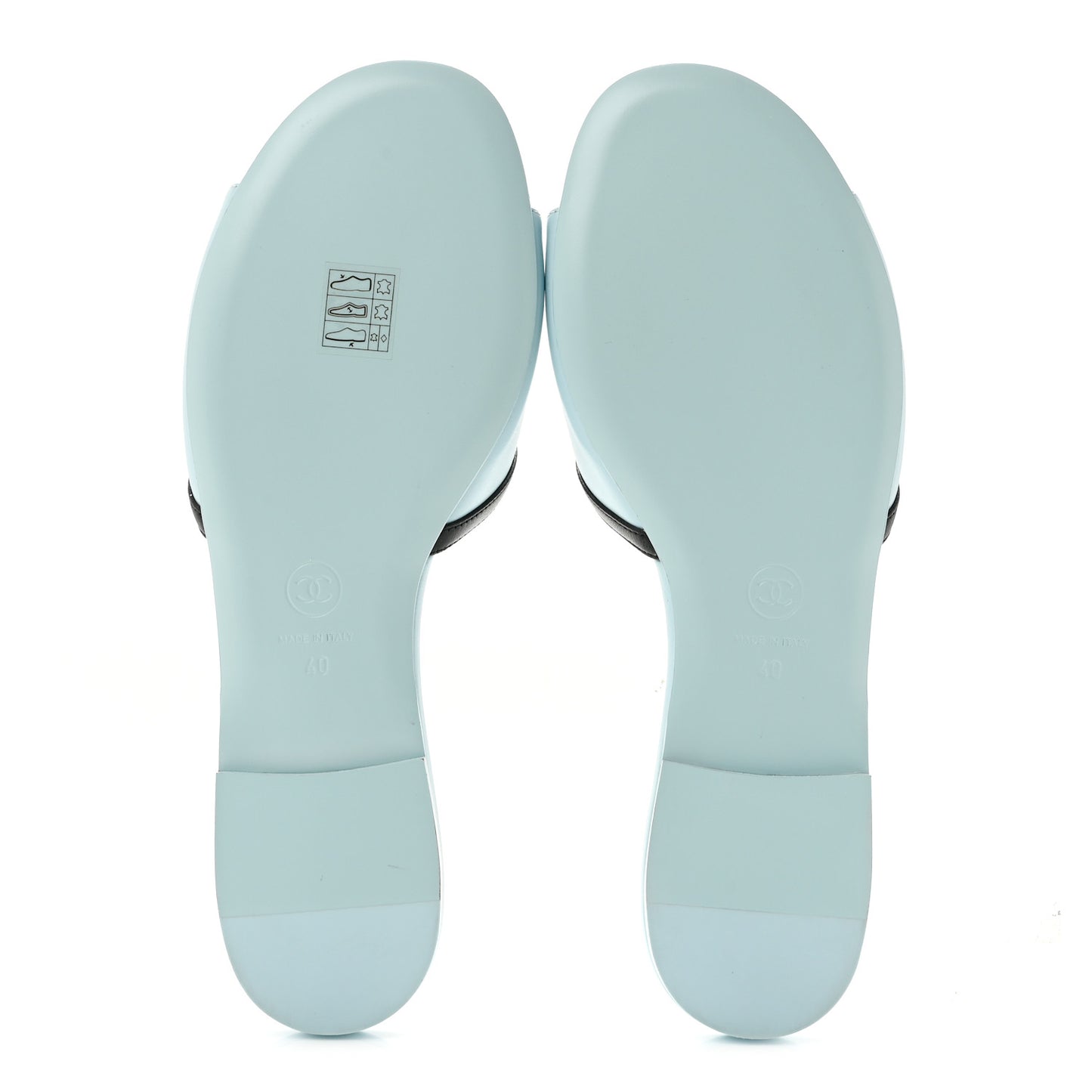 Lambskin CC Cutout Mules 40 Blue Black