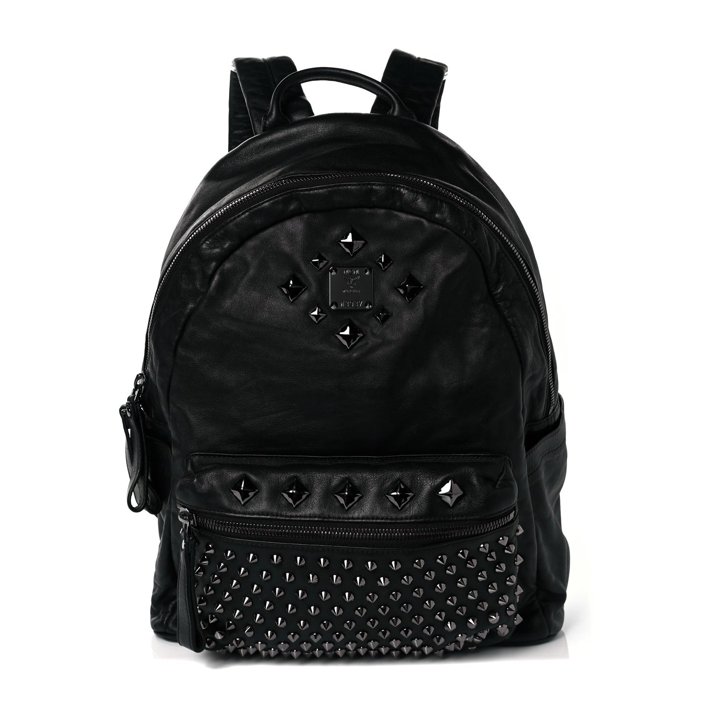 Calfskin Medium Studded Backpack Black