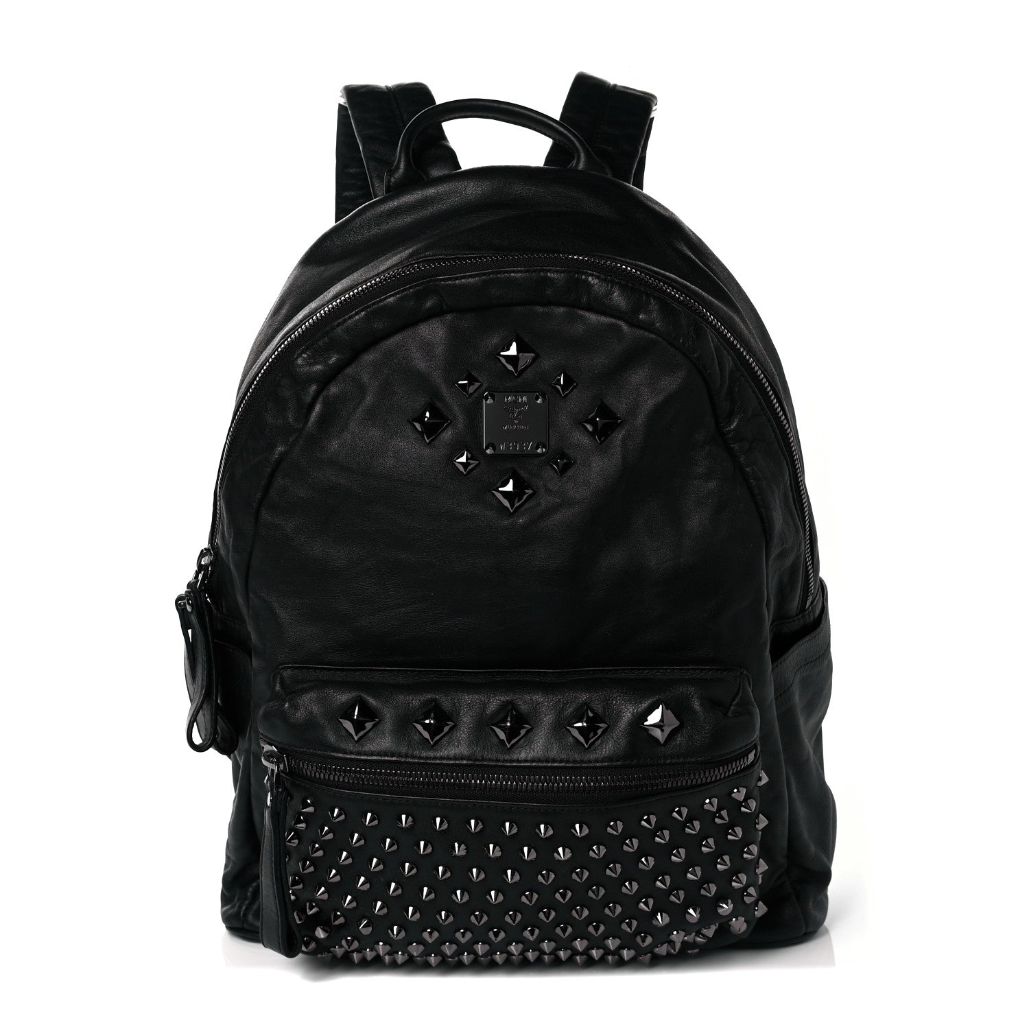MCM Calfskin Medium Studded Backpack Black 1 of 13