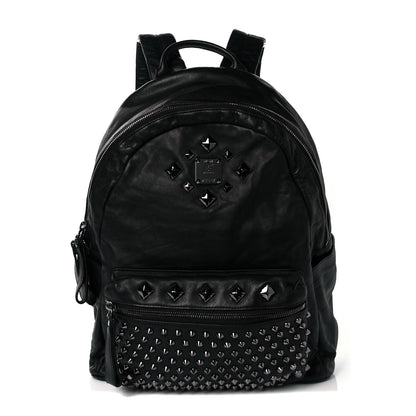 MCM Calfskin Medium Studded Backpack Black 1 of 13