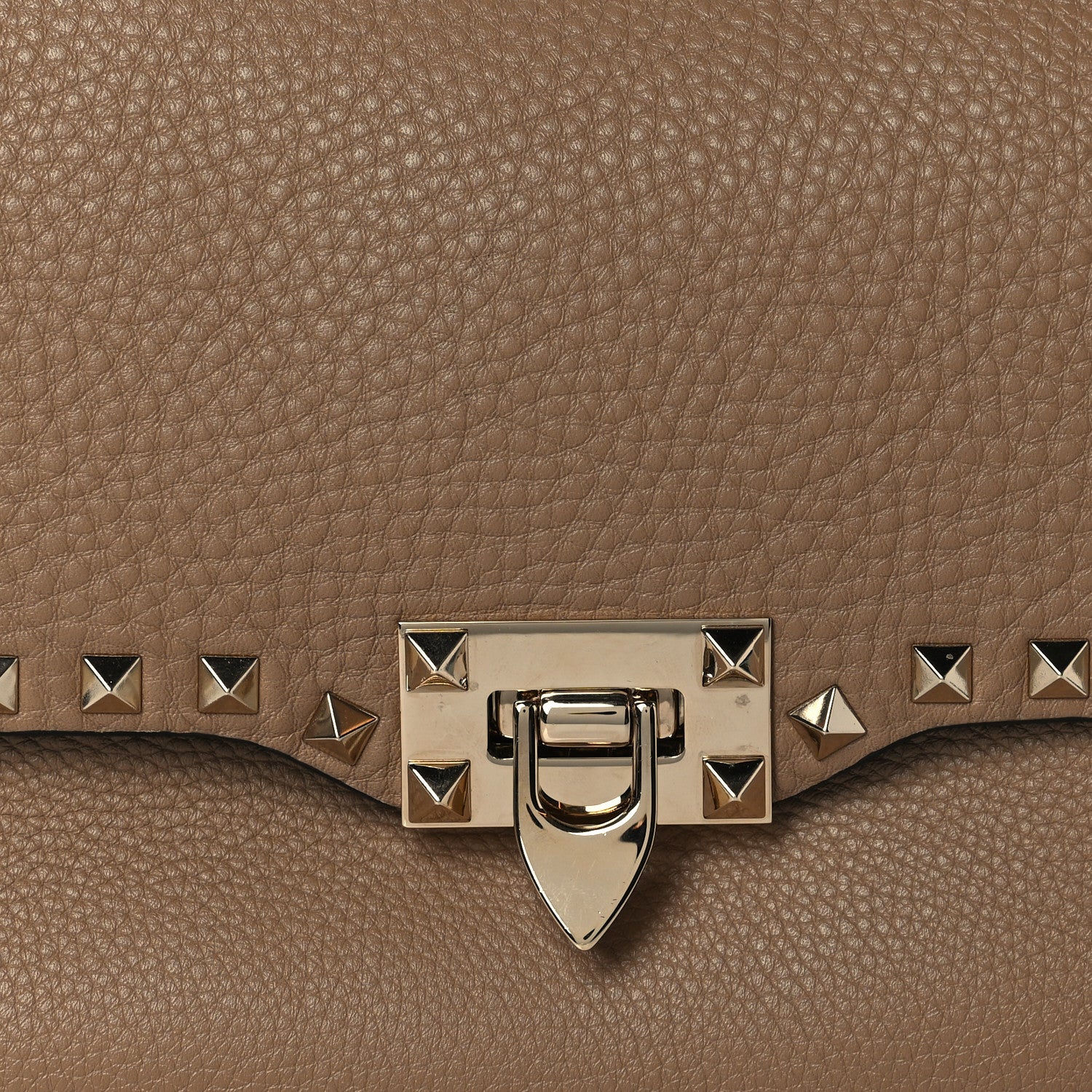 Valentino Garavani Pebbled Calfskin Medium Rockstud Top Handle Shoulder Bag Brown 6 of 8