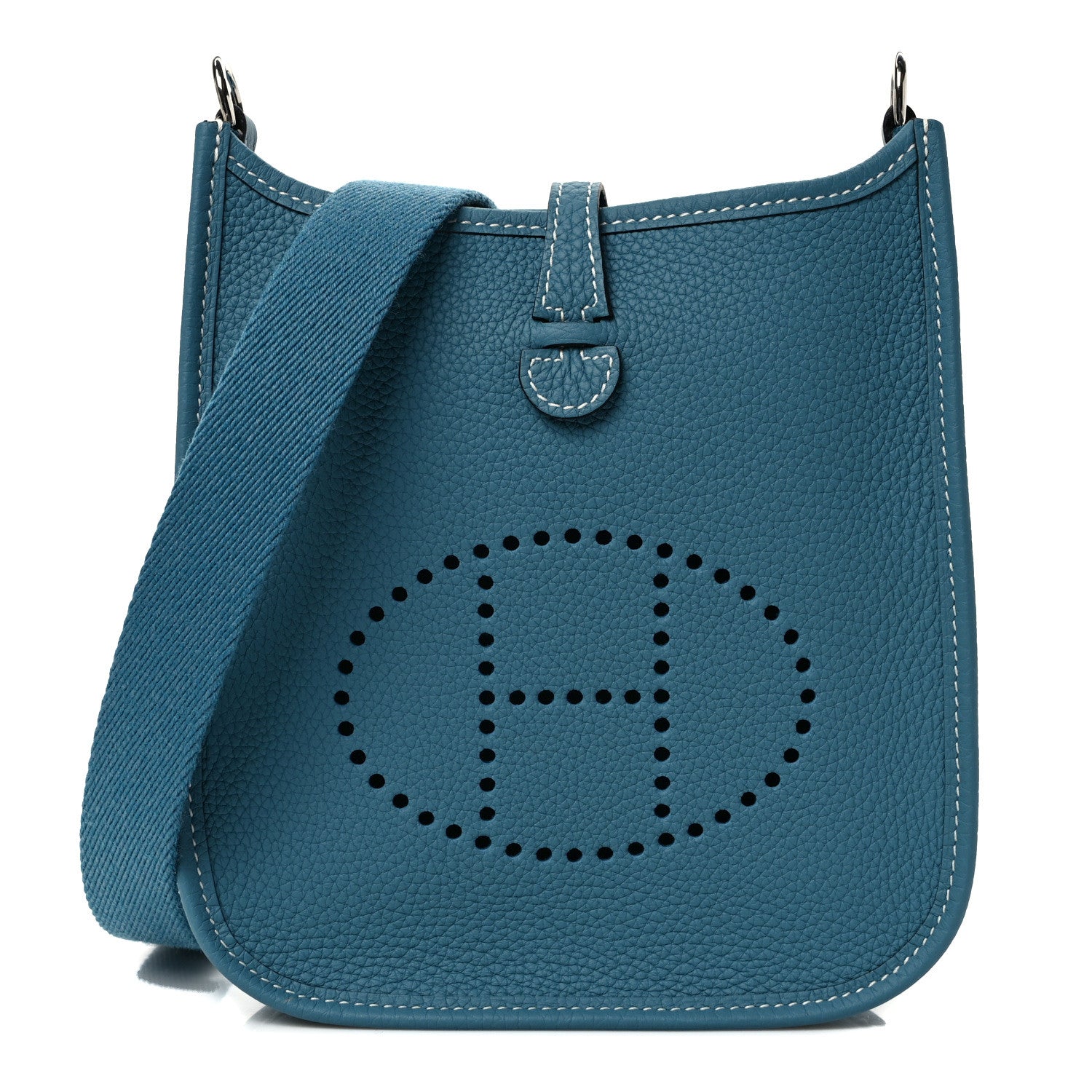 Hermes Taurillon Clemence Evelyne TPM New Blue Jean 1 of 9