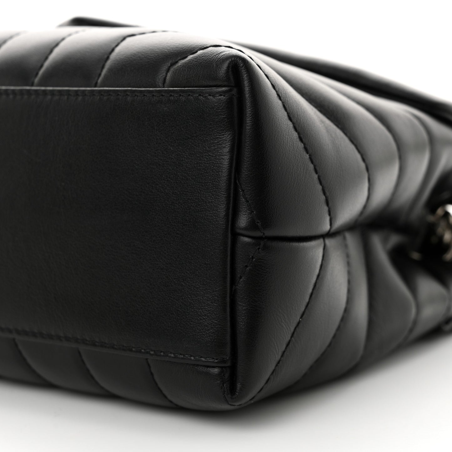 Calfskin Y Quilted Monogram Small Loulou Chain Satchel Black