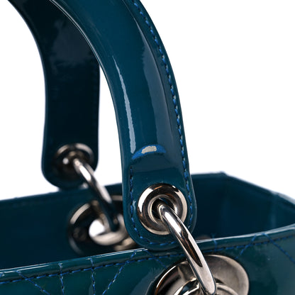 Christian Dior Patent Cannage Medium Lady Dior Blue 13 of 14