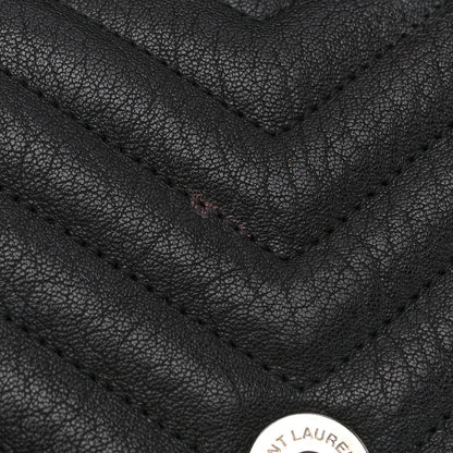 Saint Laurent Sheepskin Matelasse Chevron Monogram Monochrome Medium College Bag Black 10 of 11