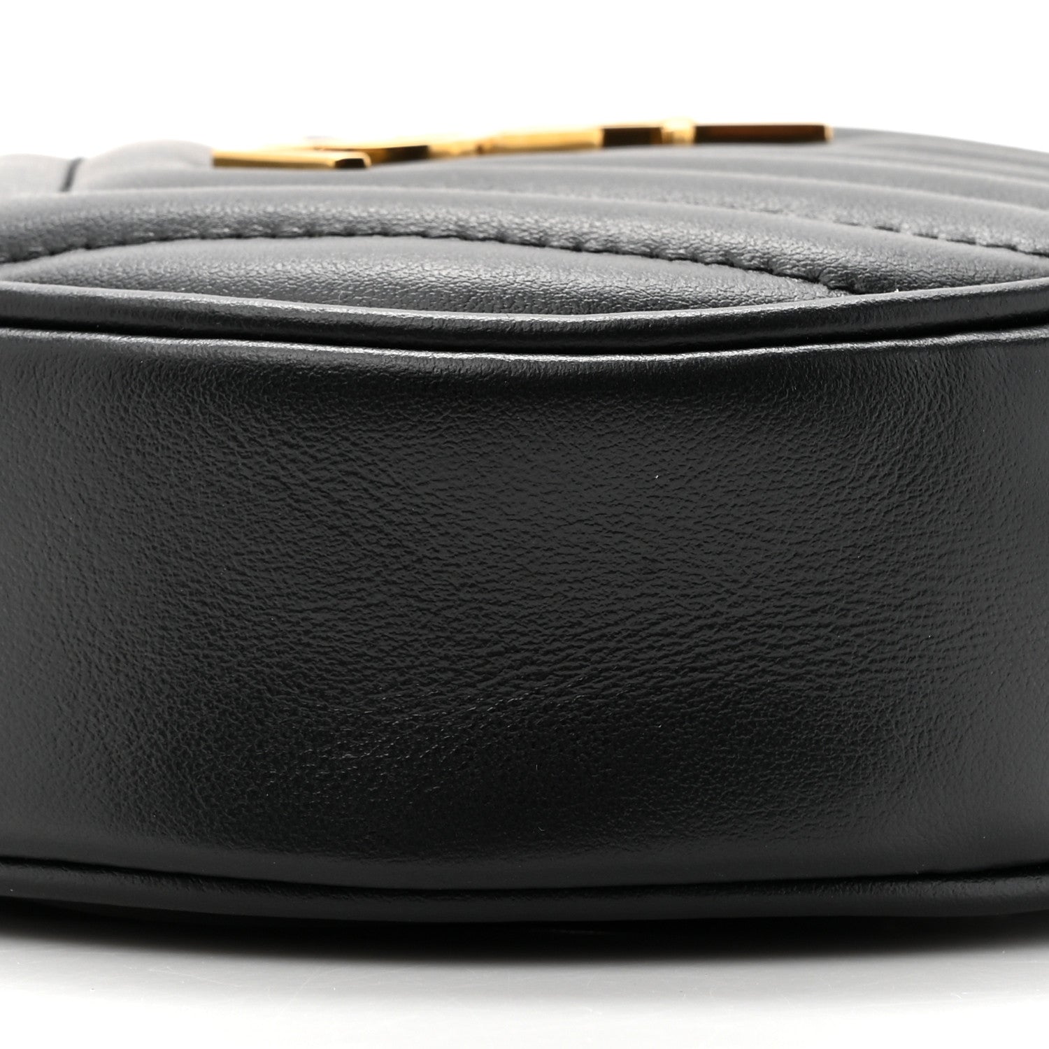 Saint Laurent Calfskin Matelasse Chevron Quilted Baby Round Vinyle Belt Bag Black 9 of 10