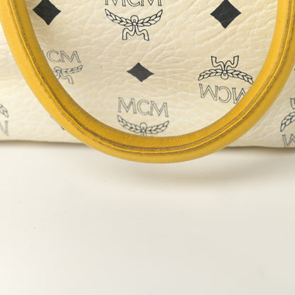 MCM Visetos Satchel White Yellow 20 of 20