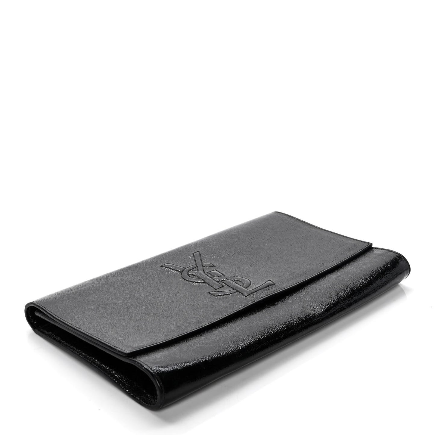Textured Patent Monogram Large Belle De Jour Clutch Black