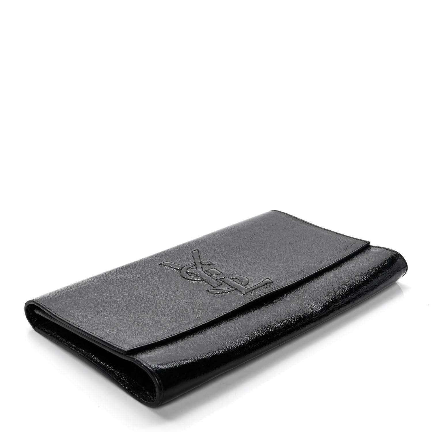 Saint Laurent Textured Patent Monogram Large Belle De Jour Clutch Black 4 of 6