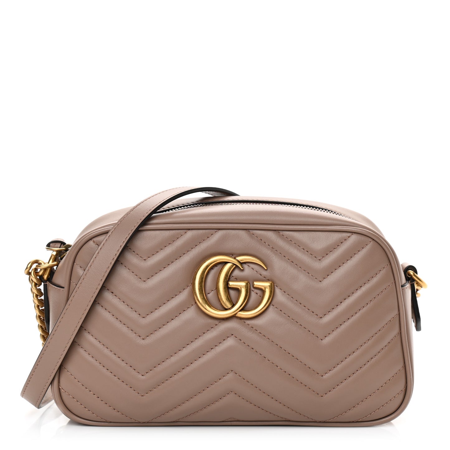 Calfskin Matelasse Small GG Marmont Chain Shoulder Bag Porcelain Rose