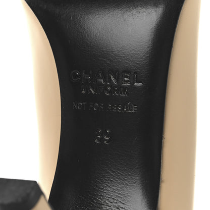 Chanel Lambskin Grosgrain Cap Toe CC Pumps 39 Beige Black 9 of 10