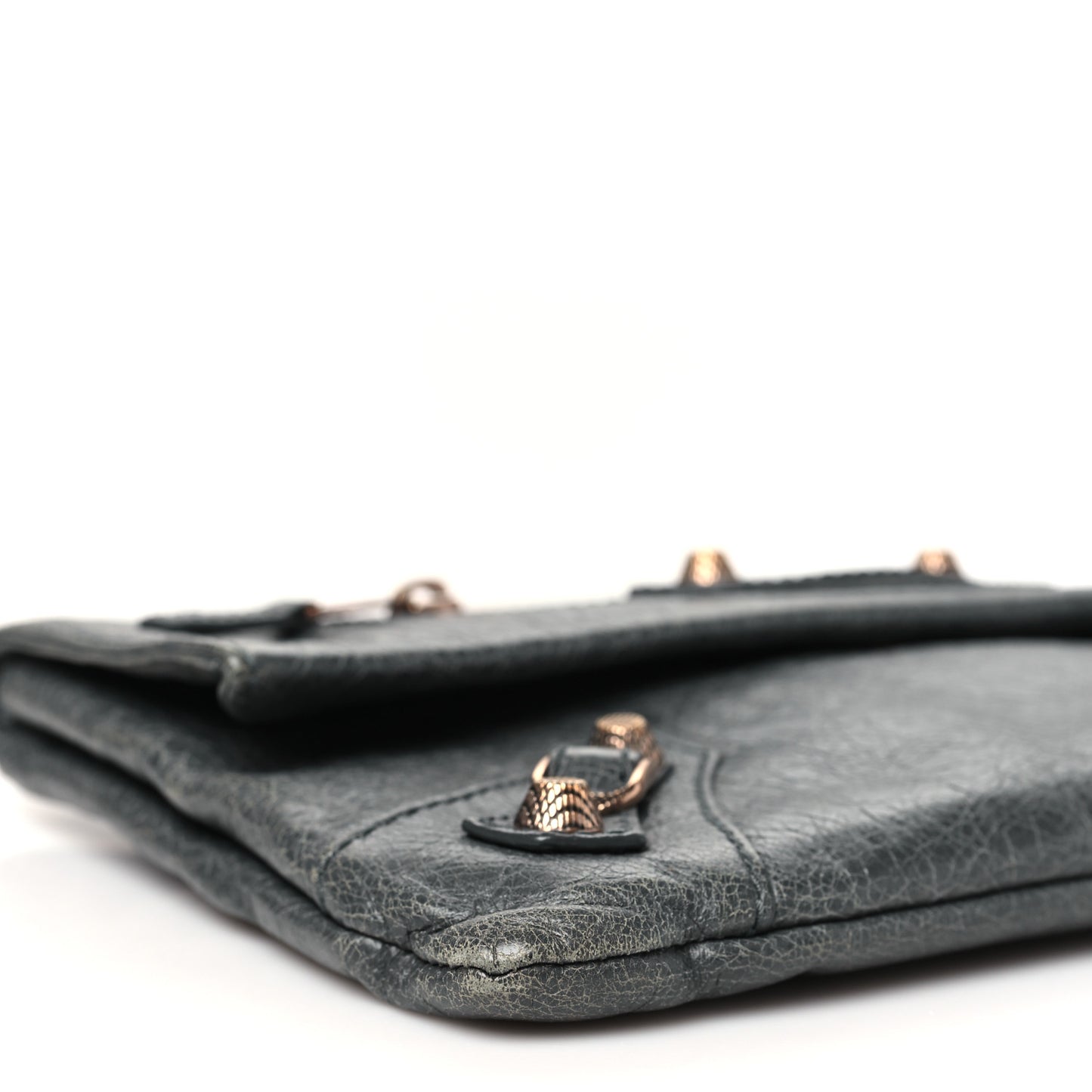 Agneau Giant 12 Rose Gold Hardware Envelope Clutch Tarmac