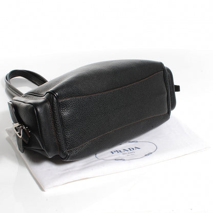 Prada Vitello Daino Logo Shoulder Bag Black 4 of 10