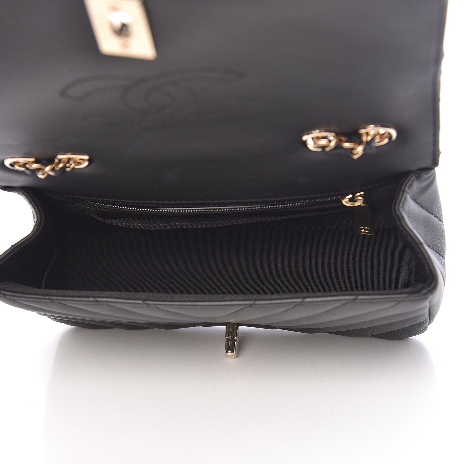 Chanel Calfskin Chevron Quilted Mini Statement Flap Black 5 of 11