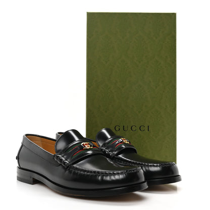 Gucci Calfskin Web Mens Interlocking GG Loafers 11 Black 9 of 9