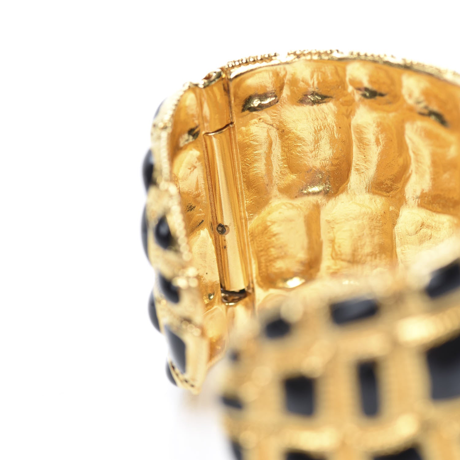 Chanel Resin Metal Along The Nile CC Cuff Black Gold 5 of 6