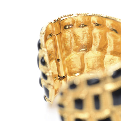 Chanel Resin Metal Along The Nile CC Cuff Black Gold 5 of 6