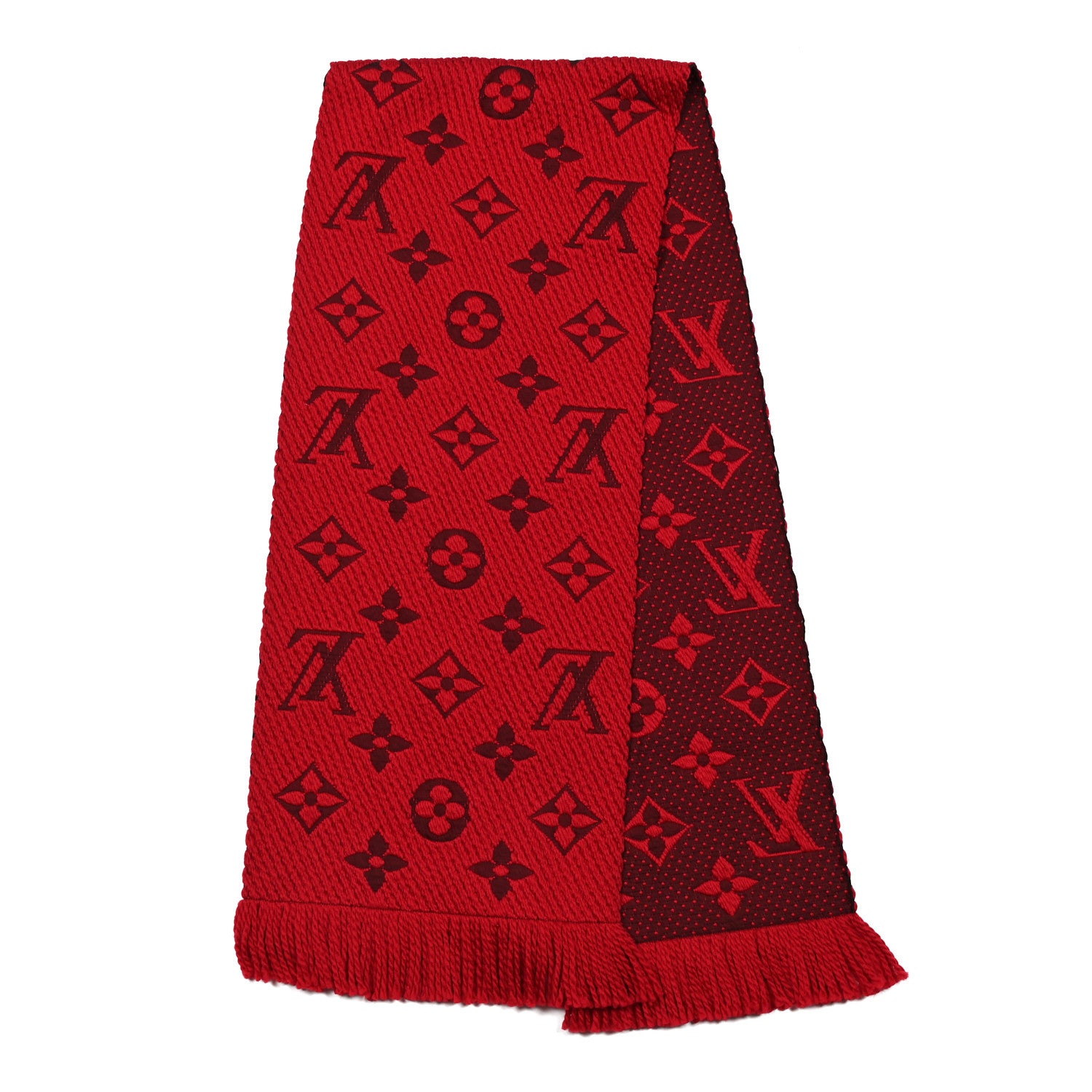 Louis Vuitton Wool Silk Logomania Scarf Rubis 2 of 3