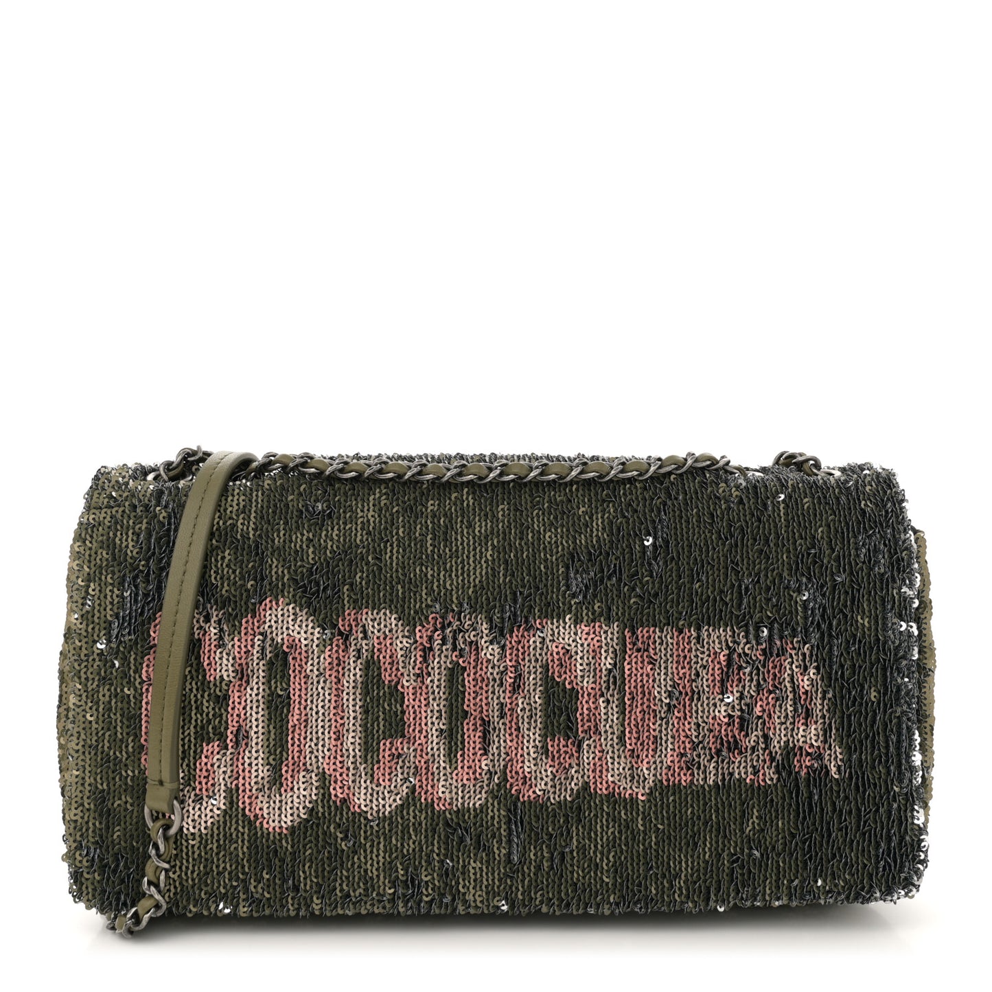 Sequin Coco Cuba Flap Bag Khaki