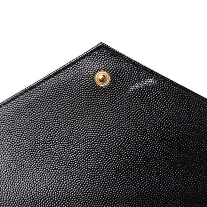 Saint Laurent Grain De Poudre Matelasse Chevron Monogram Chain Wallet Black 8 of 8