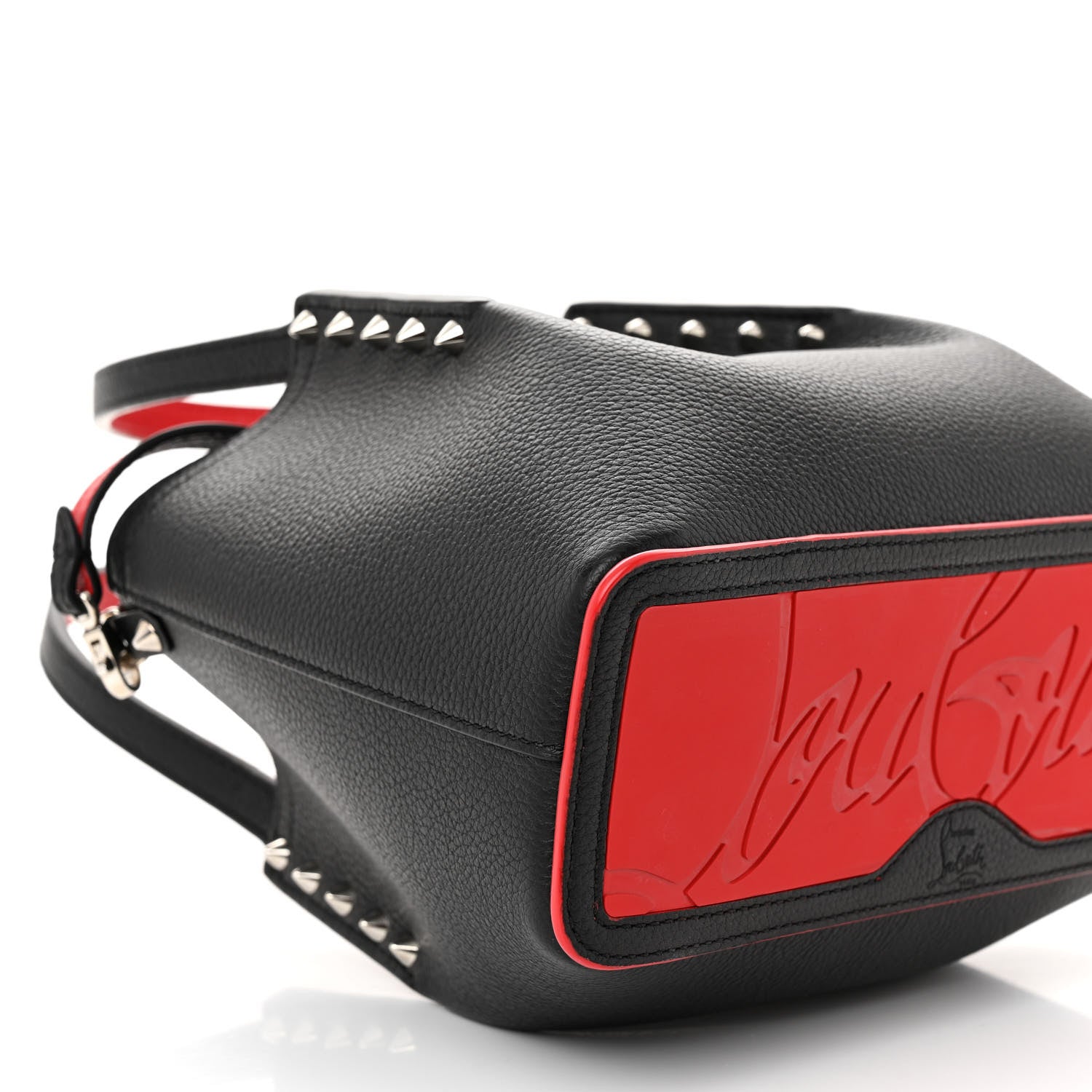 Christian Louboutin Calfskin Spiked Mini Cabarock Shopper Tote Black 7 of 8