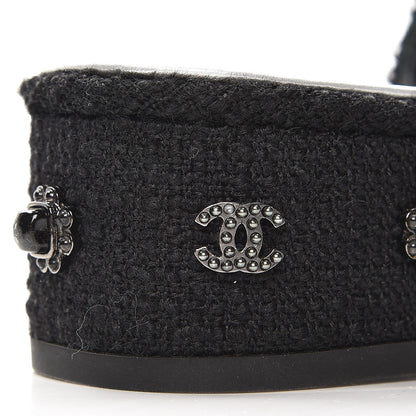 Chanel Tweed Stone Crystal Mules 39 Black 9 of 9