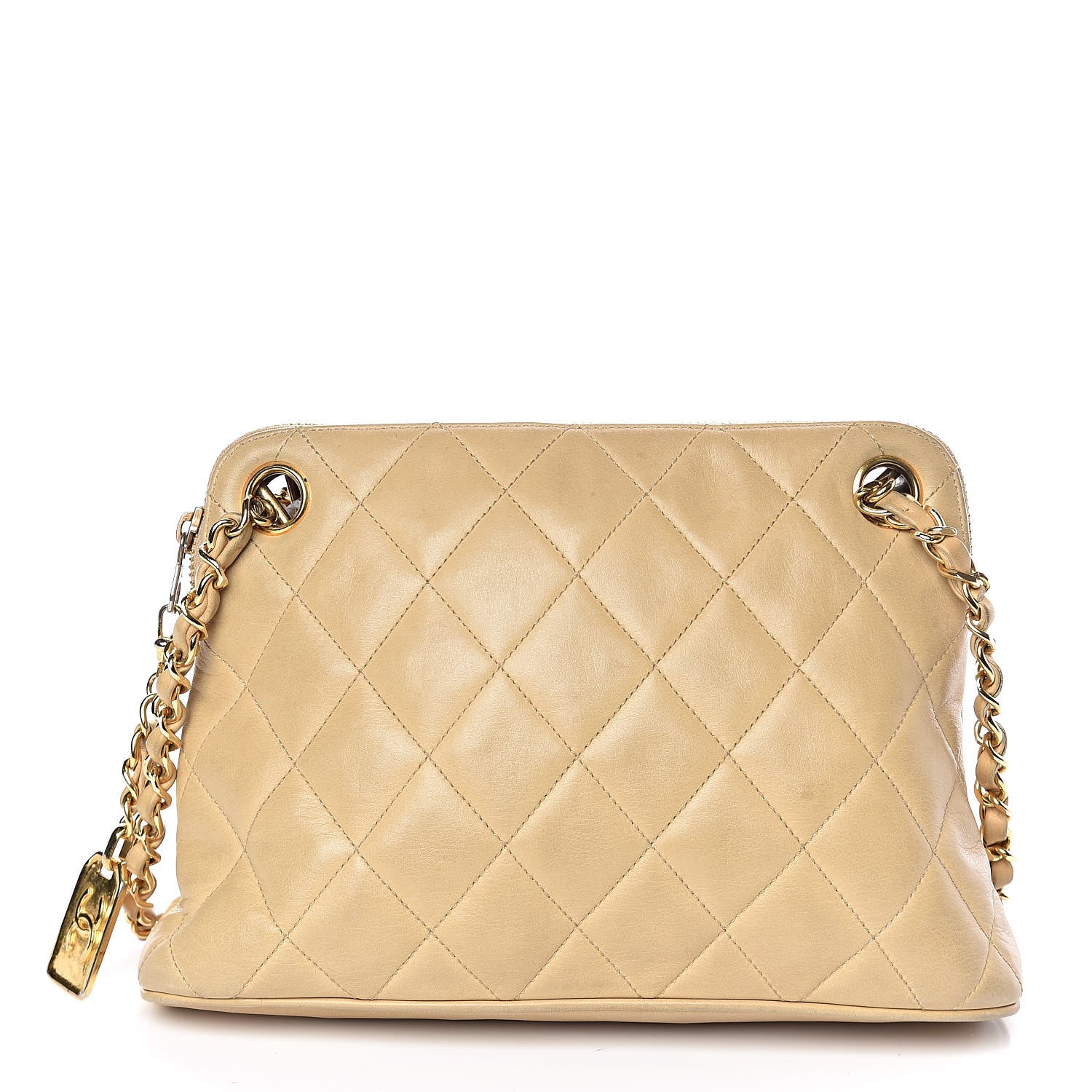 Chanel Lambskin Quilted Shoulder Bag Beige 15 of 17