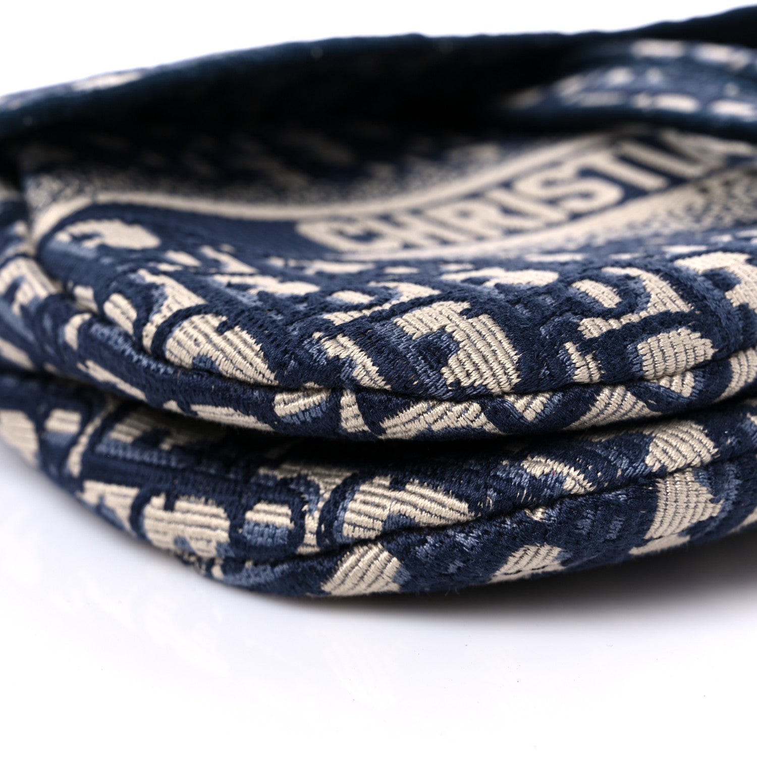 Christian Dior Oblique Embroidered Saddle Bag Blue 8 of 11