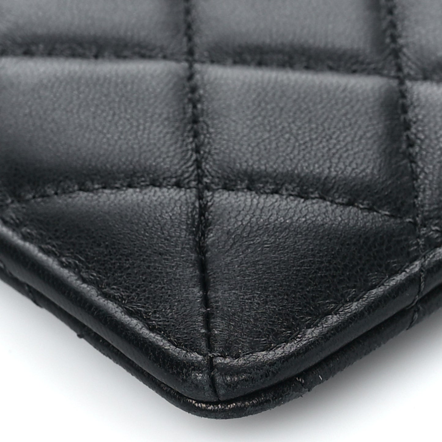 Lambskin Quilted Egyptian Amulet Classic Flat Wallet Pouch Black