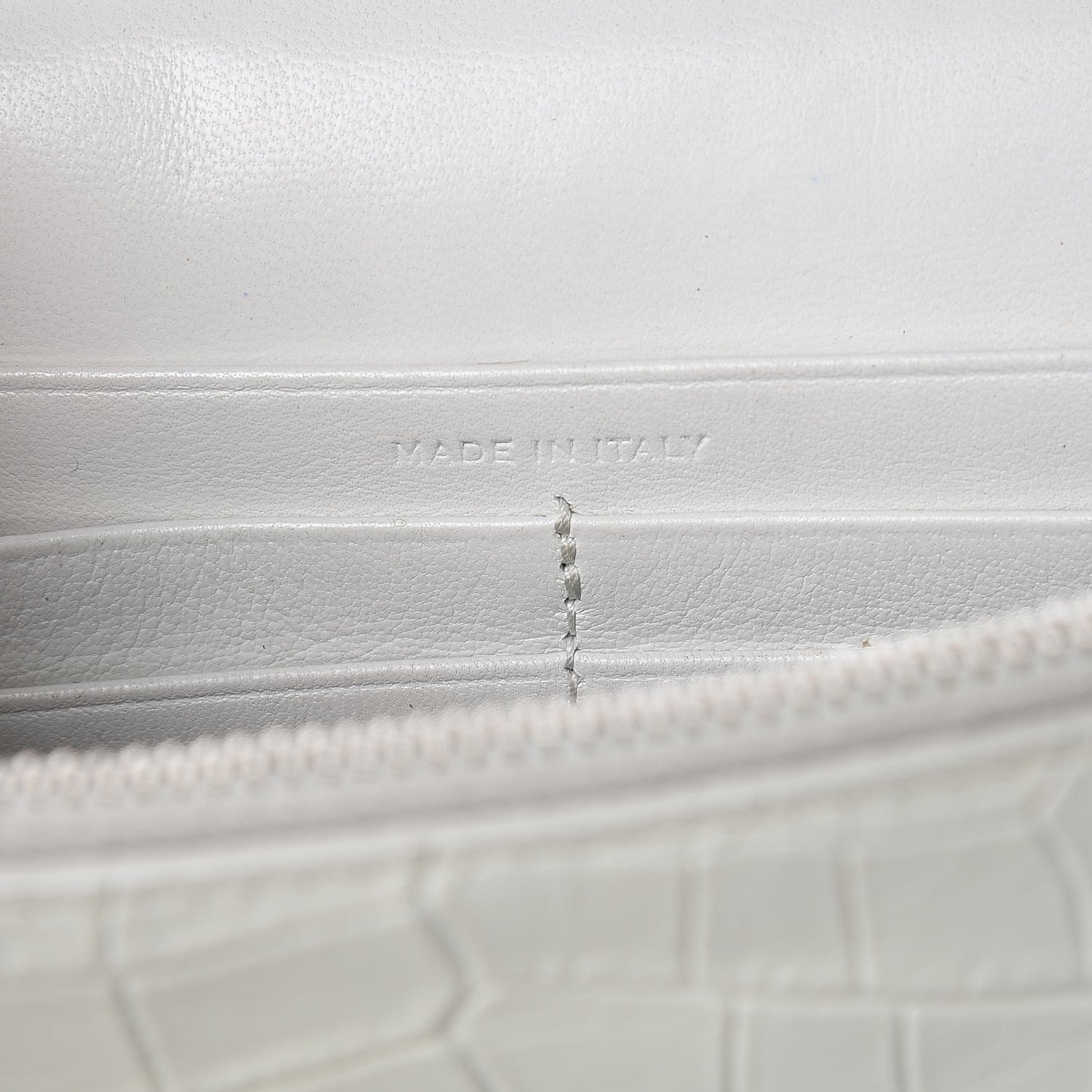 Calfskin Crocodile Embossed Kate Monogram Tassel Chain Wallet Cremasoft
