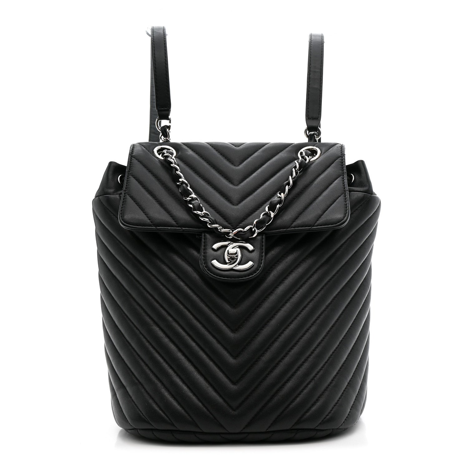 Chanel CHANEL Calfskin Chevron Quilted Small Urban Spirit Backpack Black Black 1 of 10