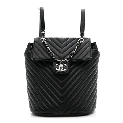 Chanel CHANEL Calfskin Chevron Quilted Small Urban Spirit Backpack Black Black 1 of 10