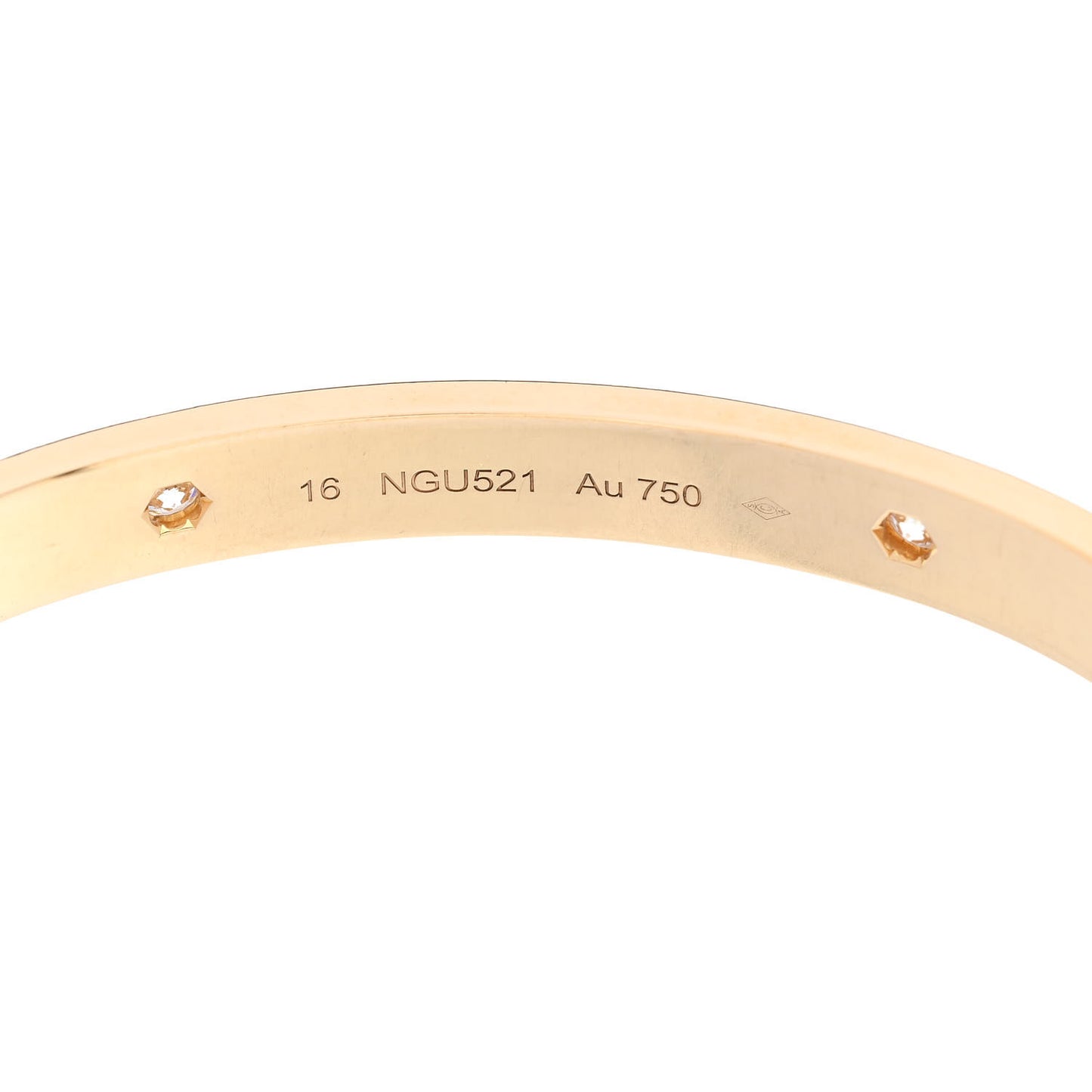 18K Yellow Gold 4 Diamond LOVE Bracelet 16