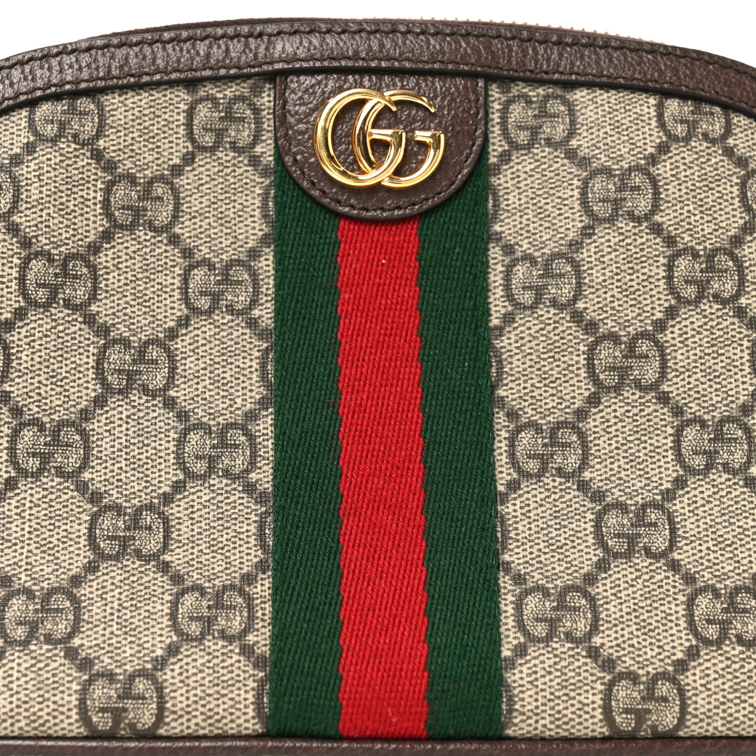 Gucci GG Supreme Monogram Textured Calfskin Web Large Ophidia Cosmetic Case Beige Ebony New Acero 8 of 10
