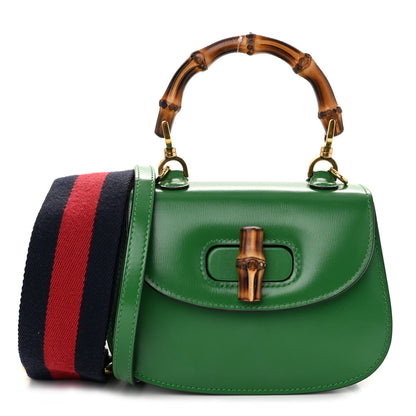 Gucci Boarded Dyana Lux Calfskin Mini Bamboo 1947 Top Handle Bag Spring Green 1 of 10